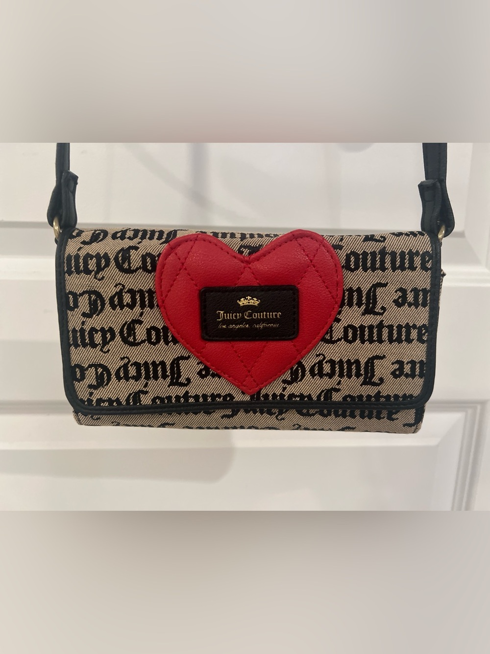 Juicy Couture Red Quilted Heart Script Logo Wallet